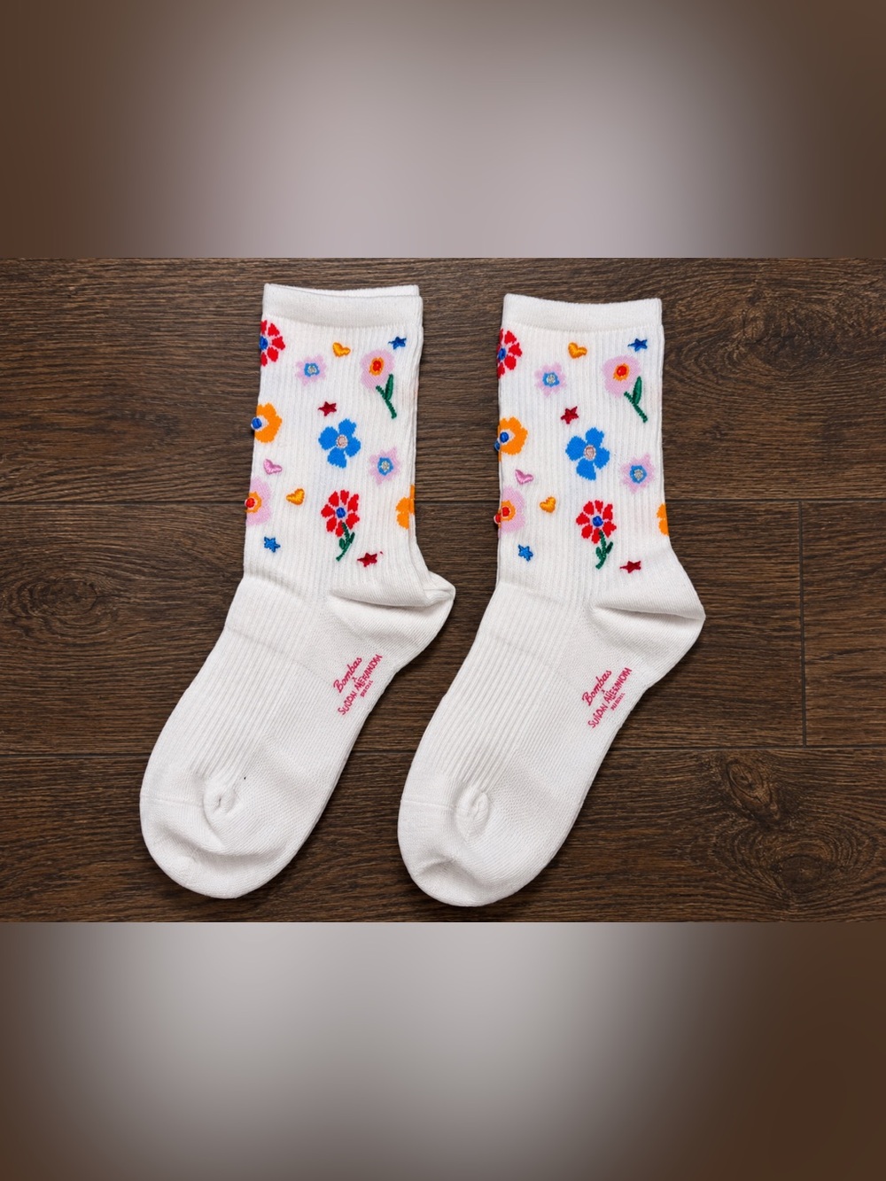 Bombas x Susan Alexandra Floral Embroidered Half Calf Socks
